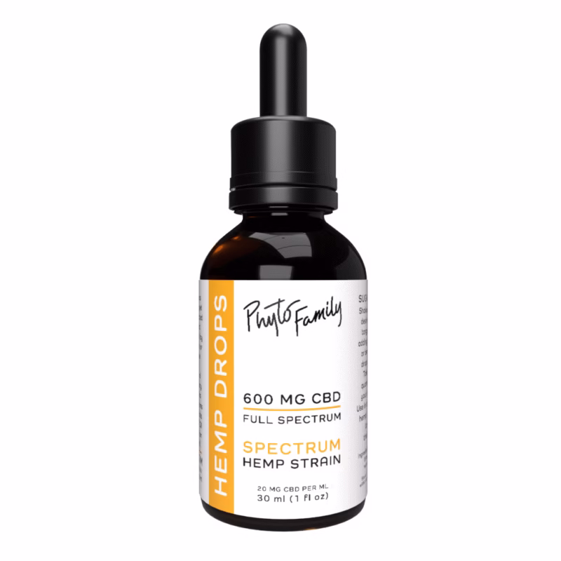 PhytoFamily Spectrum Hemp Drops - CBD - Spectrum Hemp Strain - PhytoFamily CBD Drops - Hemp Tincture 600mg CBD