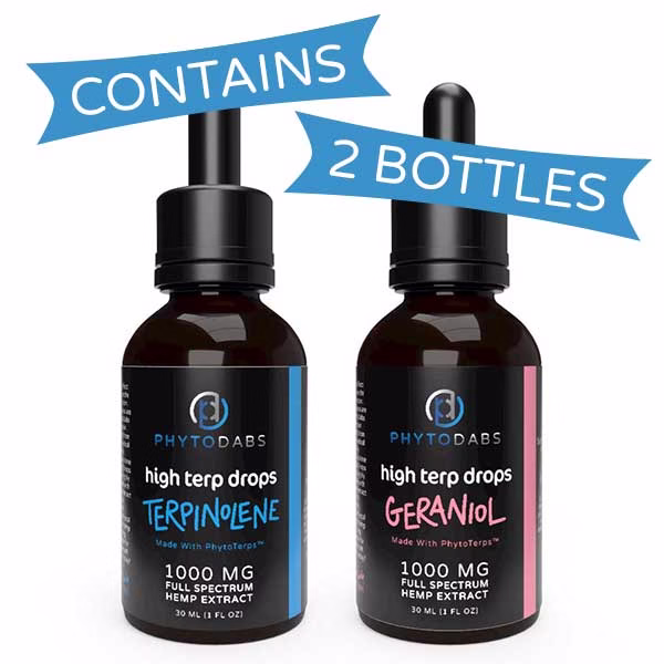 PhytoDabs High Terp Drops 2-Pack: Soothing Terpenes (Terpinolene + Geraniol) Full Spectrum CBD Drops